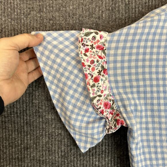 Matilda Jane Womens Gingham Plaid Floral Preppy Blouse Top Size Large Bohemian - Picture 4 of 9